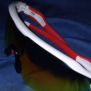 Oakley's white, red. Green, yellow, red, visor
